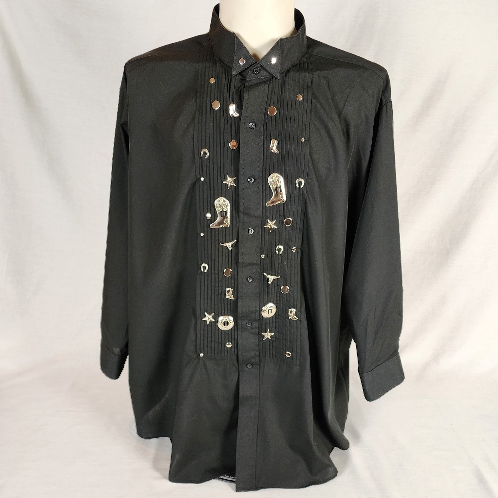 Chaplin Embellished Western Tuxedo Shirt (3XL)